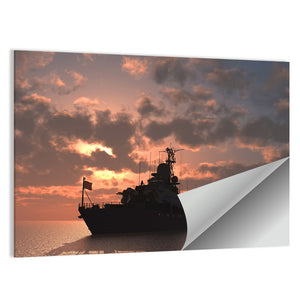 Military Ship In The Sea Wall Art