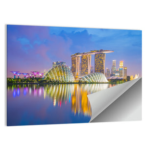 Singapore Cityscapes At Twilight Wall Art