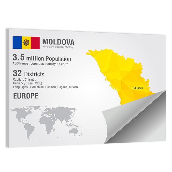 Moldova Low-poly Map Infographic Wall Art as a poster print