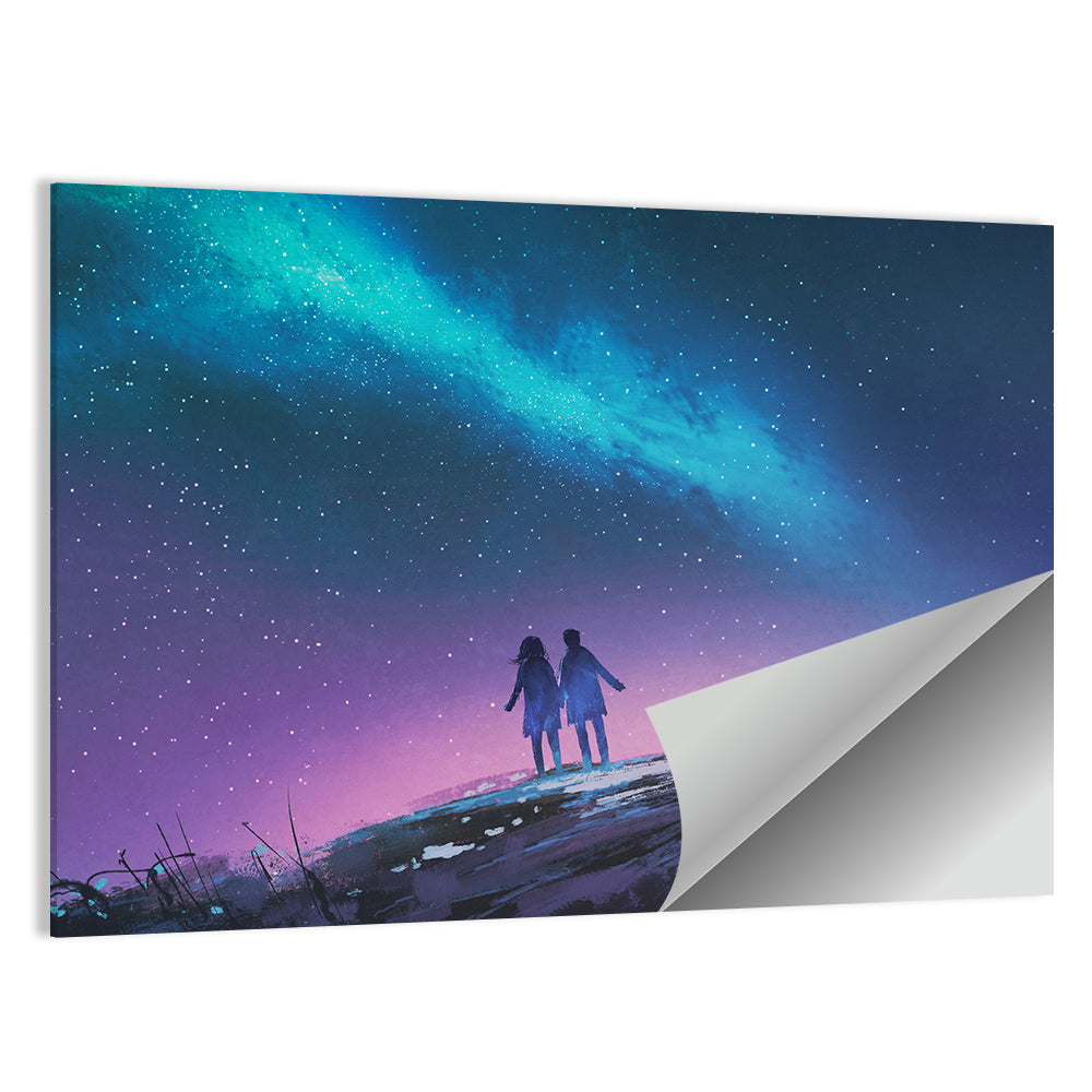 Milky Way Nightscape with Silhouetted Couple Wall Art