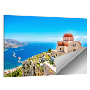 Greece Church On Cliff Of Sea Wall Art