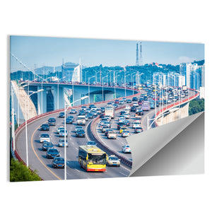 Heavy Traffic Closeup On Xiamen Bridge Wall Art