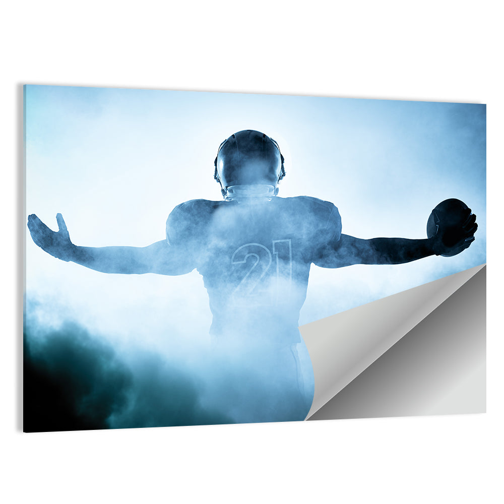 Number 21 Football Player in Fog Wall Art