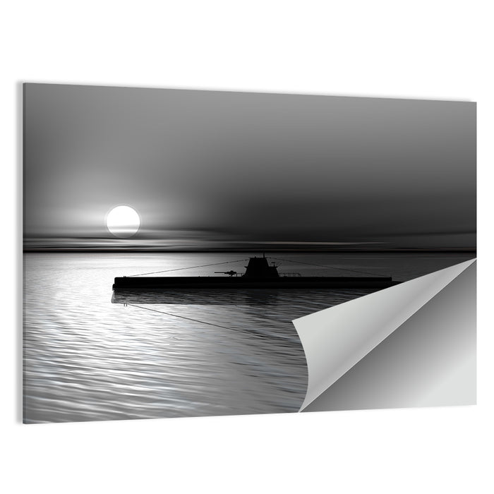 Submarine Silhouette at Dusk Wall Art as a poster print