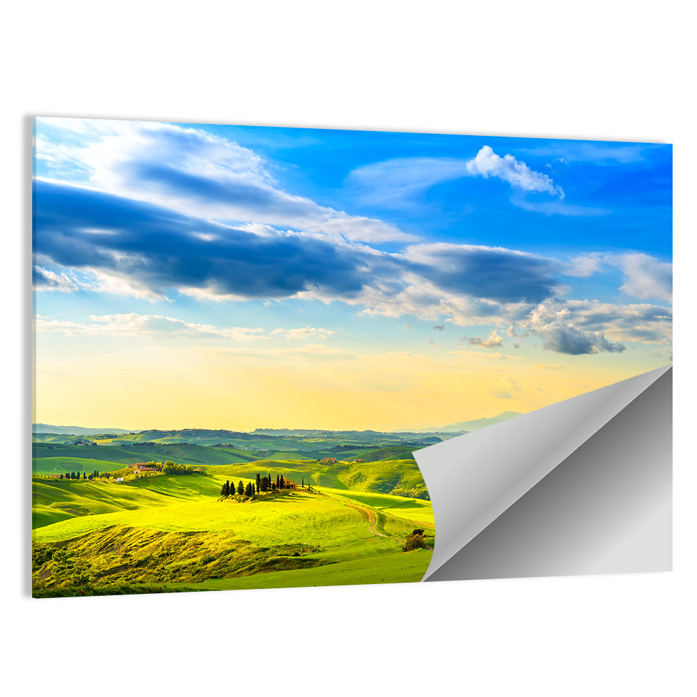 Cypress Farmhouse at Golden Hour Wall Art