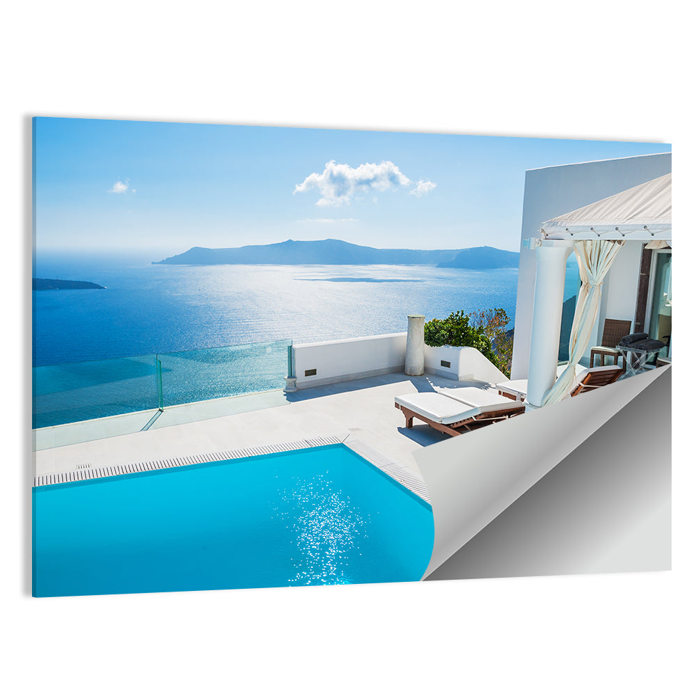 Santorini Pool Terrace View Wall Art