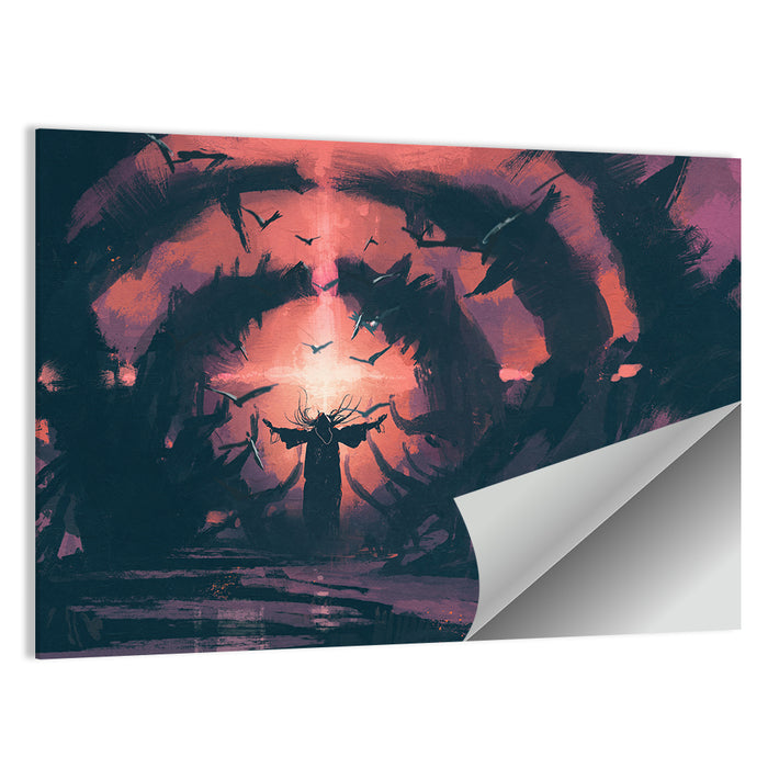 Old Wizard Casting a Spell Wall Art as a poster print