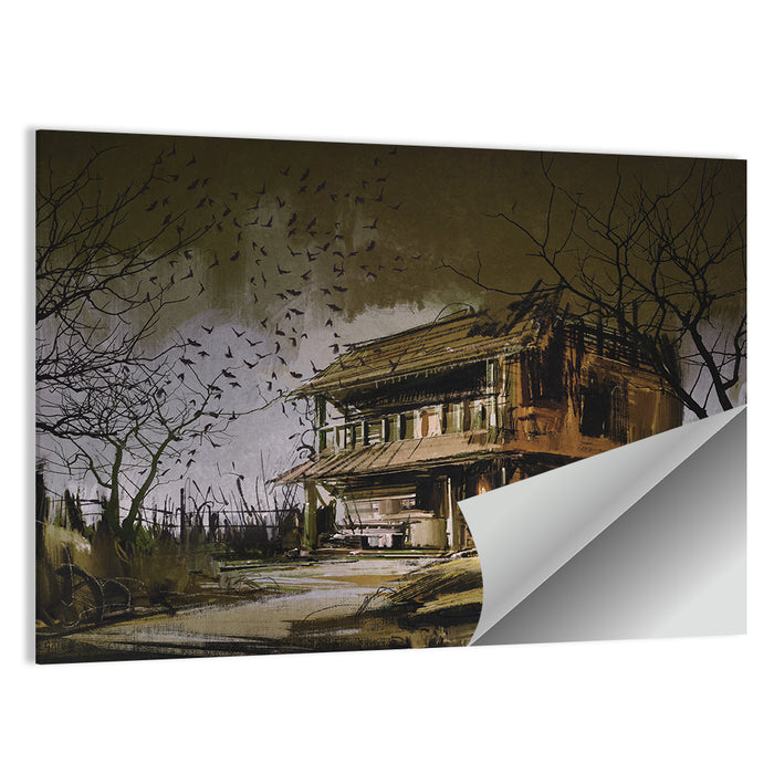 Halloween House at Dusk Wall Art as a poster print