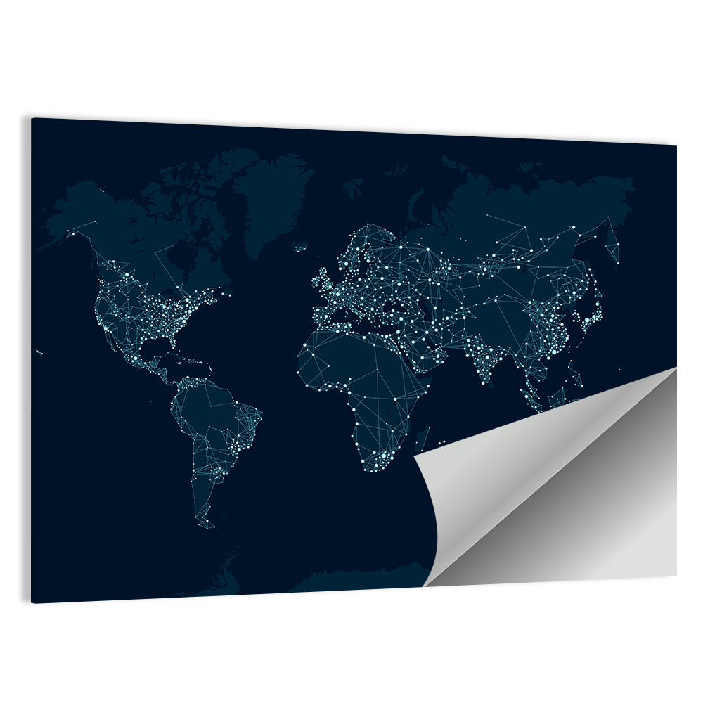 Global Communications Network Map Wall Art