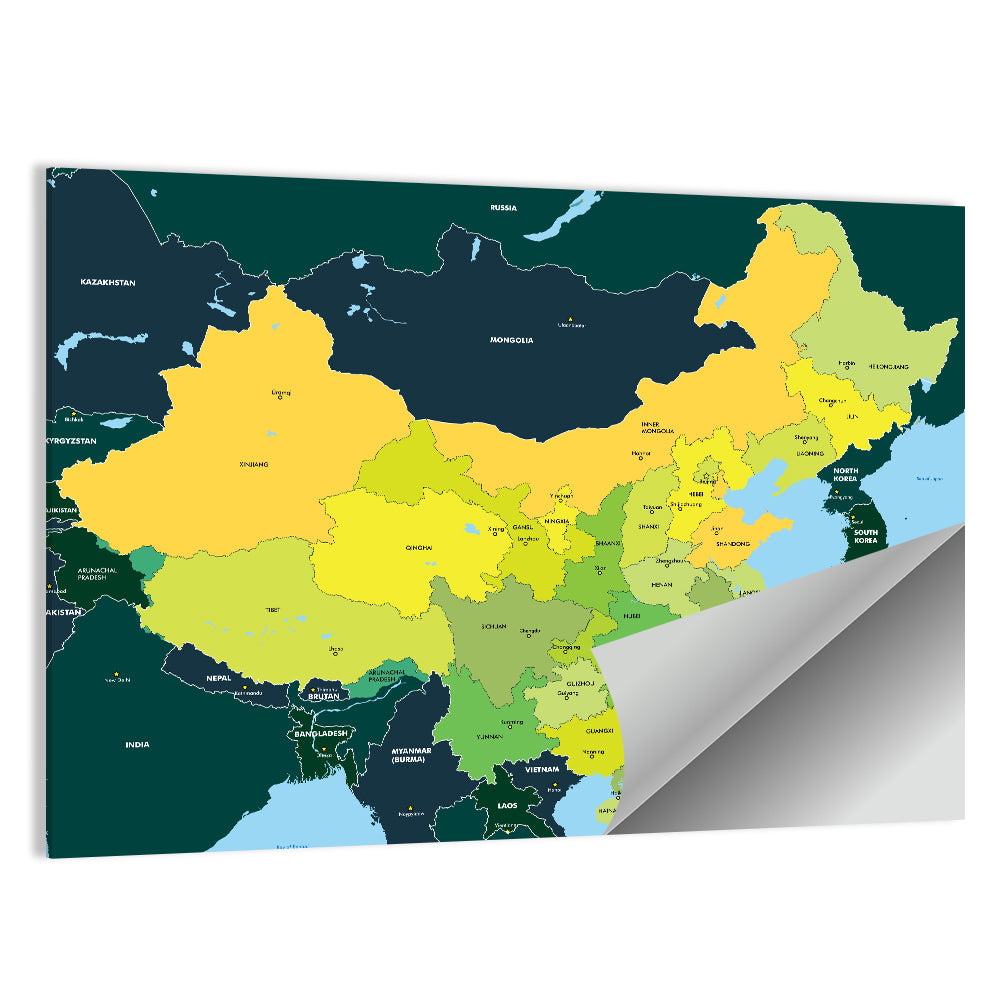 Political Map of China Wall Art