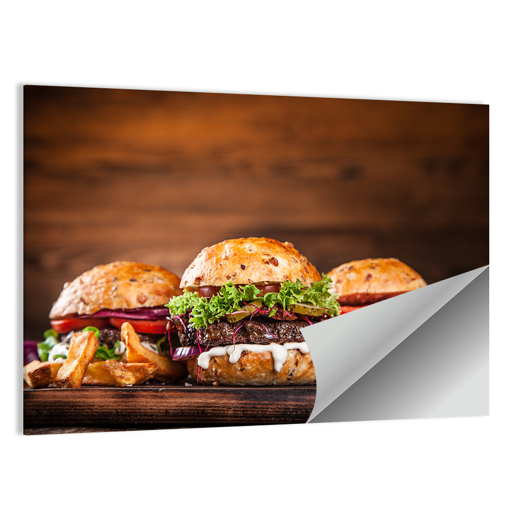 Rustic Homemade Burger Trio Wall Art