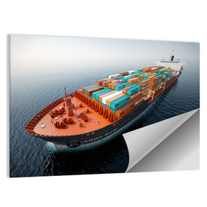 Container Ship In Ocean Wall Art