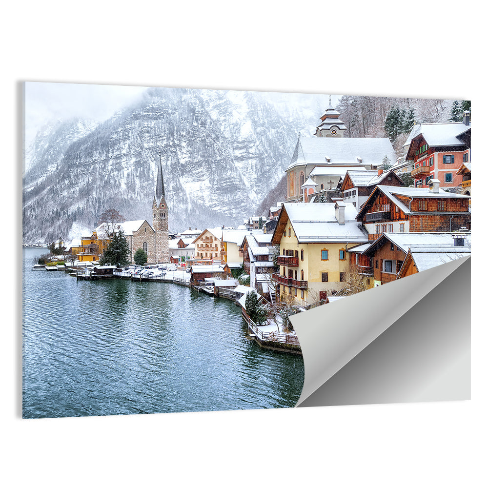 Hallstatt Winter Lakefront Wall Art