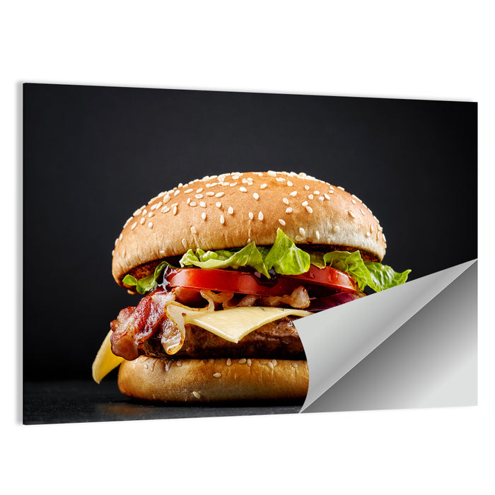Cheeseburger with Bacon Wall Art as a poster print