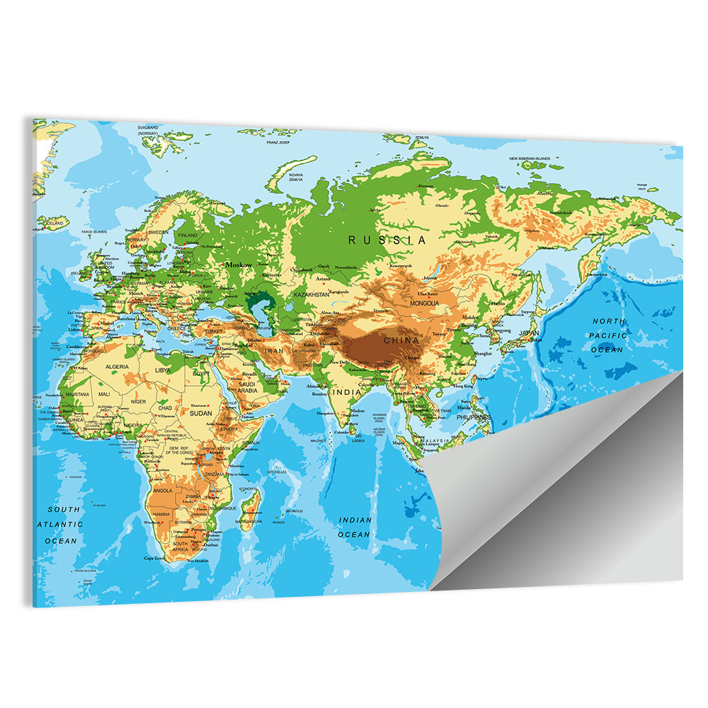 Physical World Map Wall Art