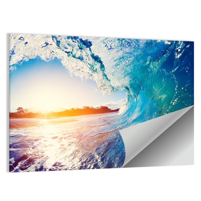 Blue Wave Tunnel at Sunrise Wall Art as a poster print