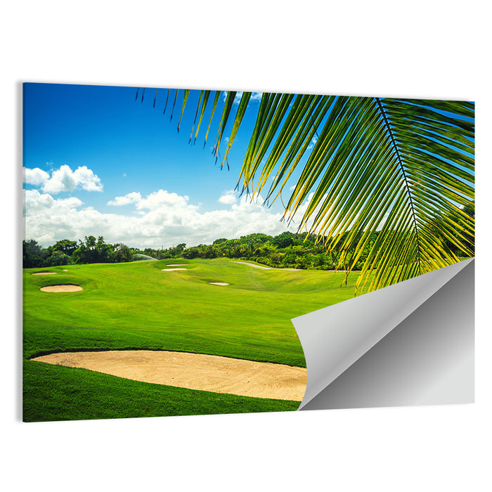 Palm Framed Golf Course Wall Art as a poster print