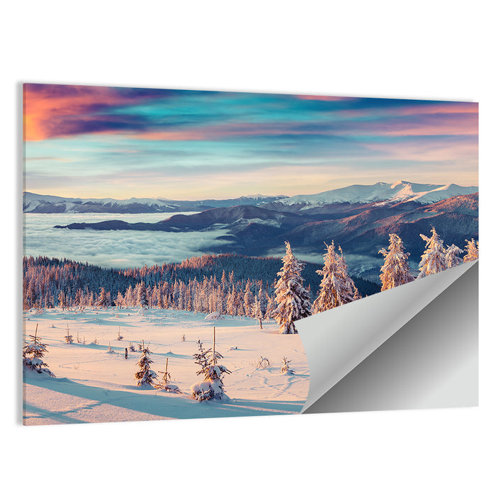 Snowy Alpine Sunset Wall Art as a poster print