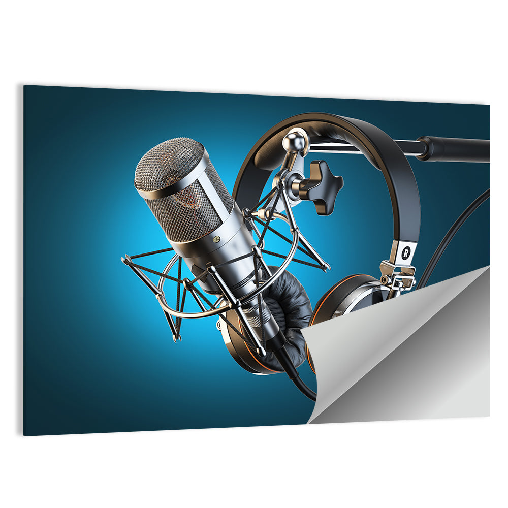 Condenser Microphone and Headphones Wall Art