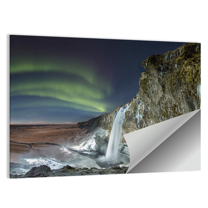 Seljalandsfoss Waterfall Nightscape Wall Art as a poster print