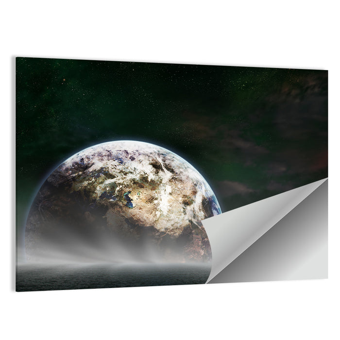 Earth Rising Over Ocean Wall Art as a poster print