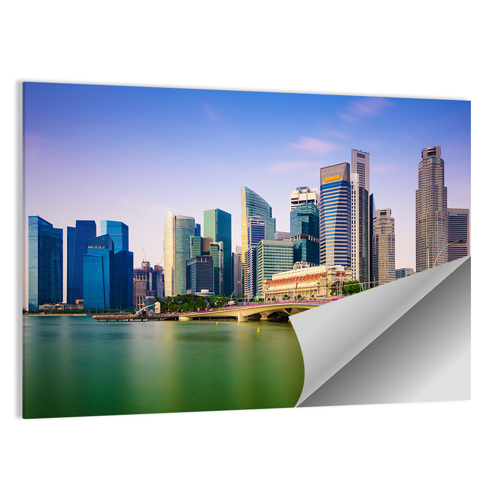 Singapore Skyline with Esplanade Bridge Wall Art
