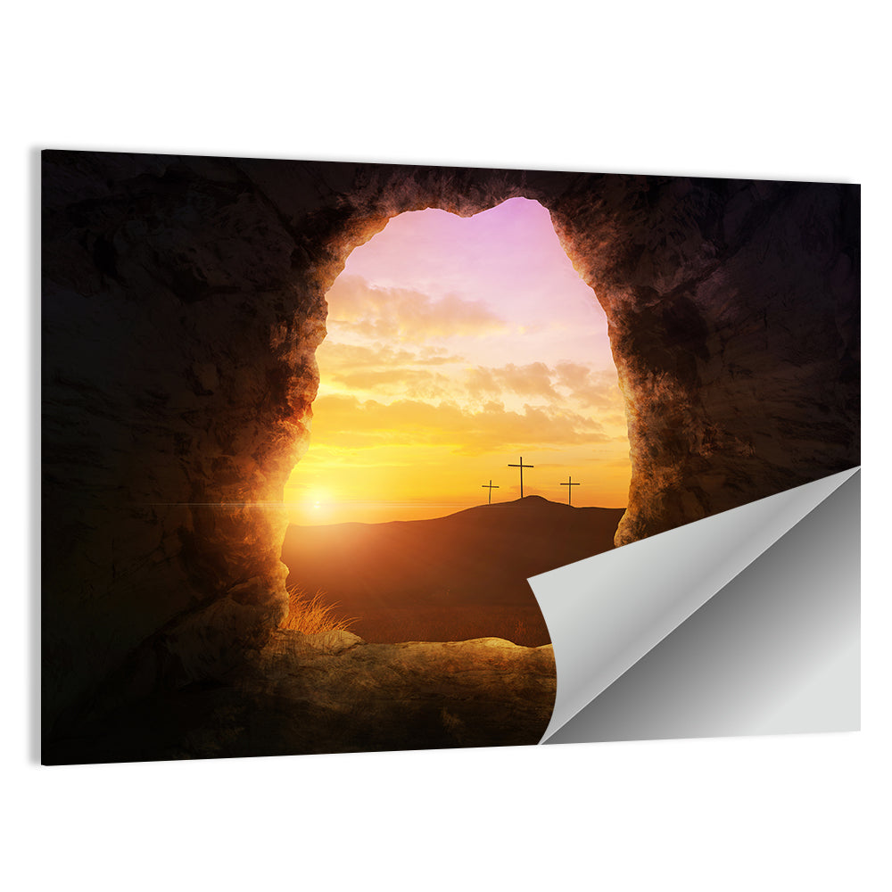 Empty Tomb with Three Crosses Wall Art
