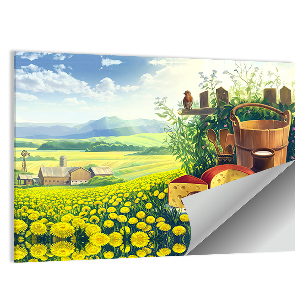 Dandelion Field Landscape Wall Art