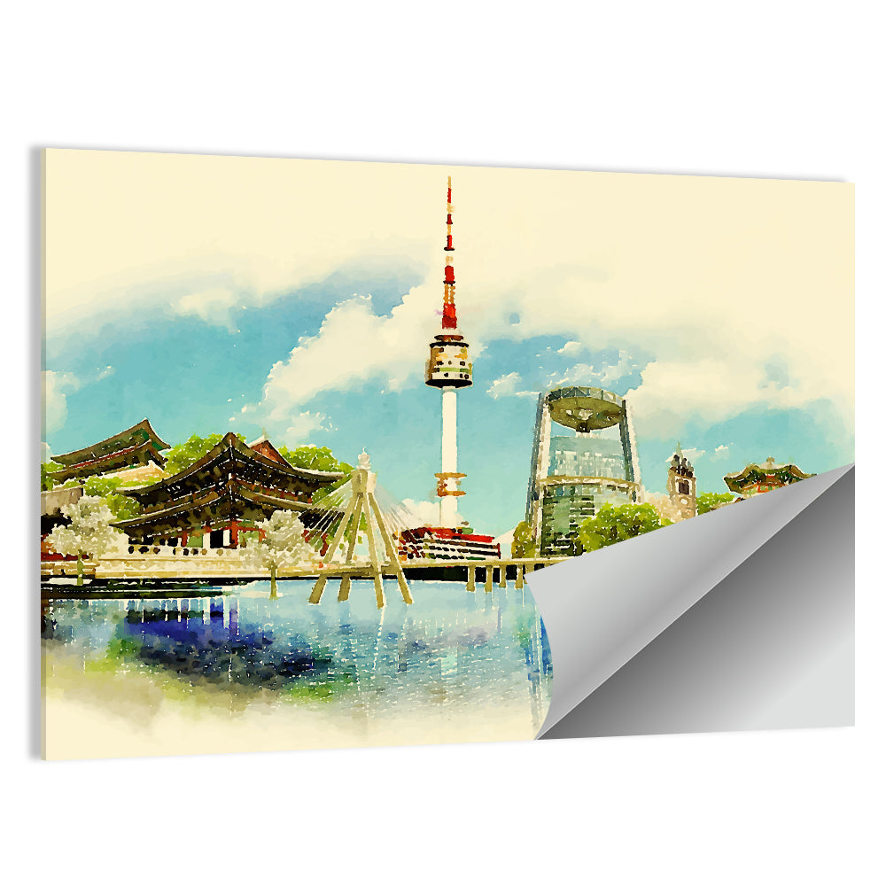 Seoul Skyline with N Seoul Tower Wall Art
