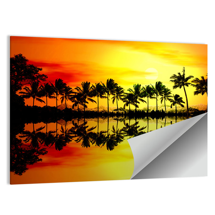 Tropical Palm Beach Sunset Wall Art as a poster print