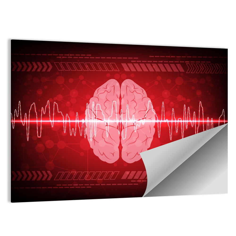 Red Brain Wave Concept Wall Art