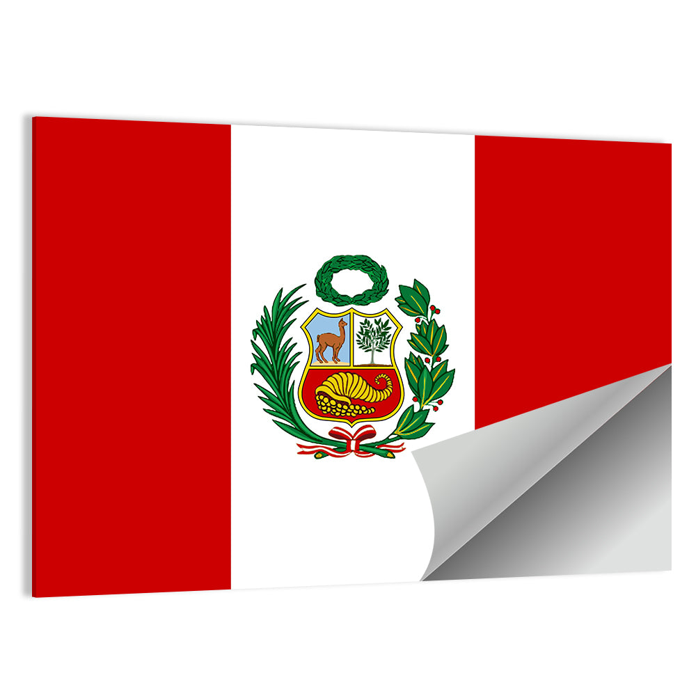 Peruvian Flag With National Emblem Wall Art