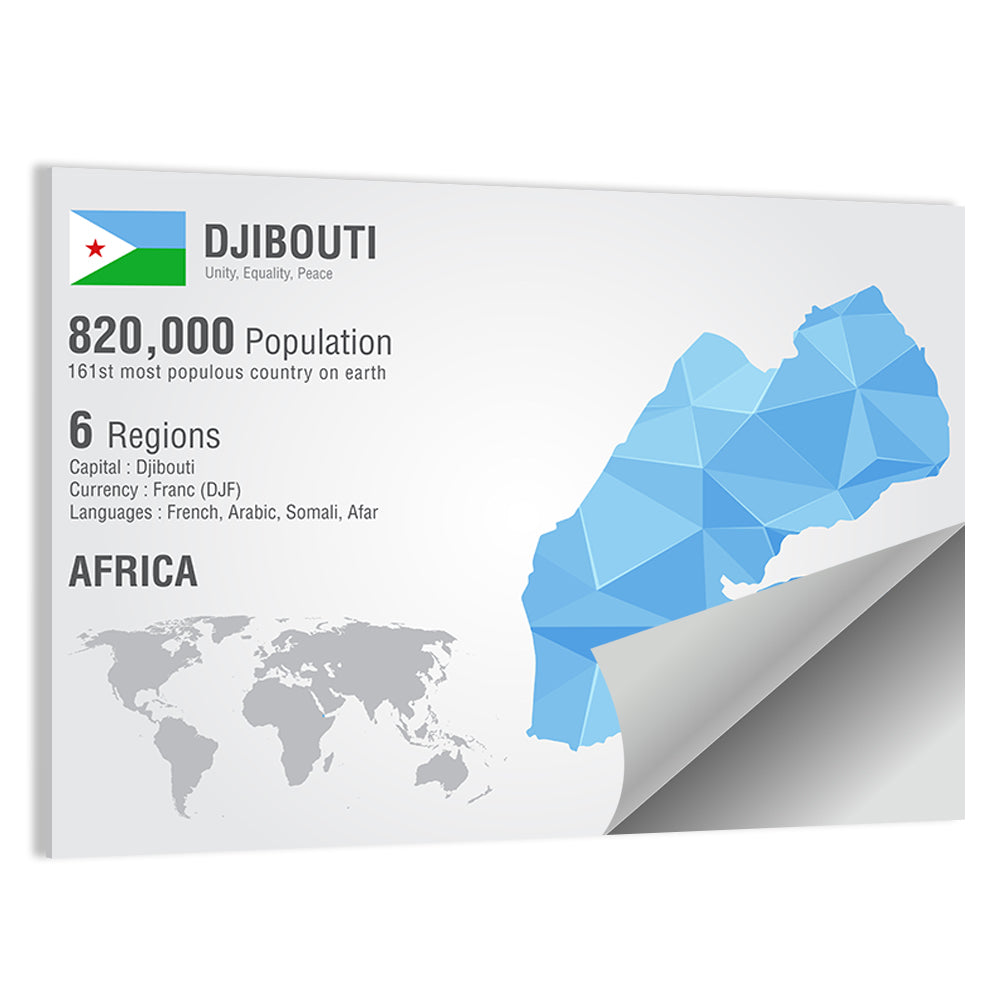 Djibouti Geometric Infographic Map Wall Art