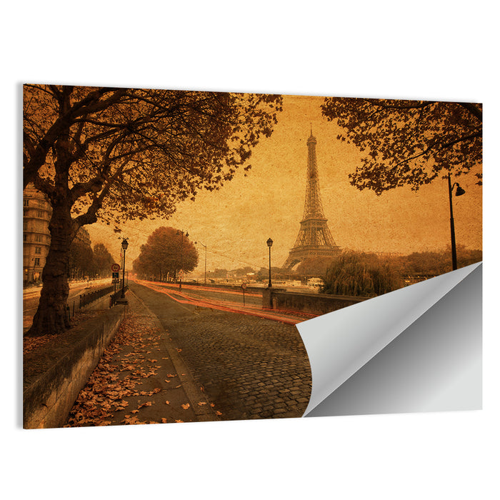 Paris Street Autumn Dusk Wall Art as a poster print