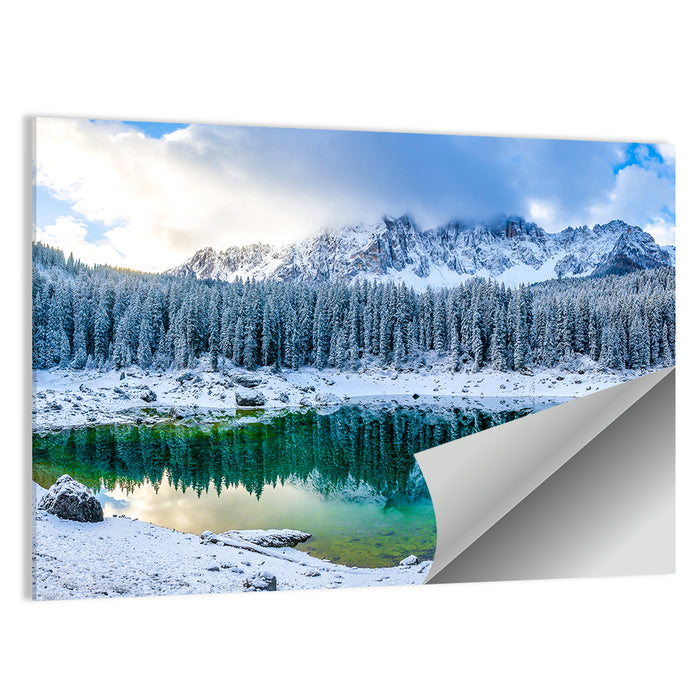 Snowy Mountain Lake Reflection Wall Art as a poster print