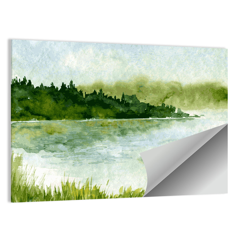 Misty Spruce Lake Landscape Wall Art