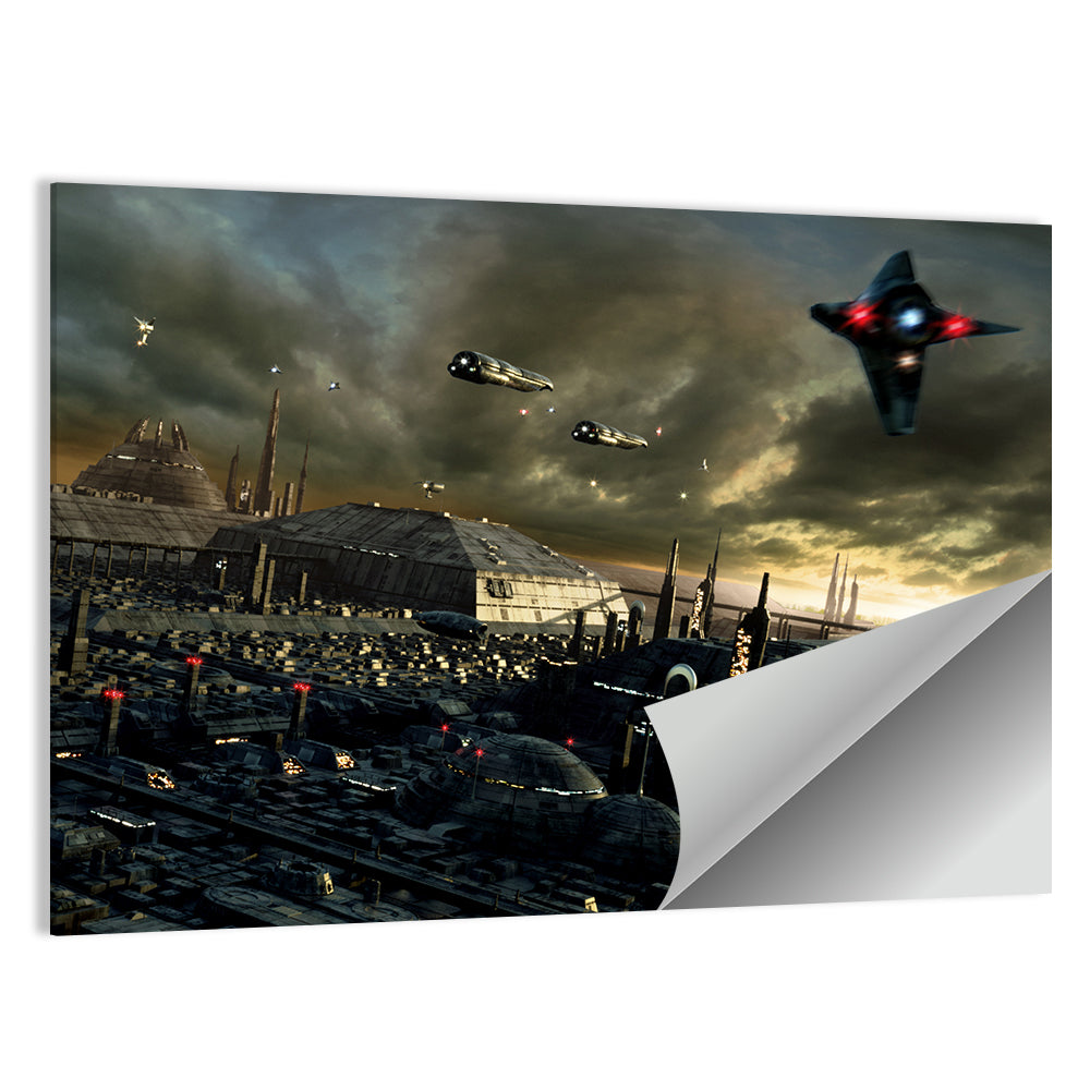 Futuristic City Skyline Wall Art