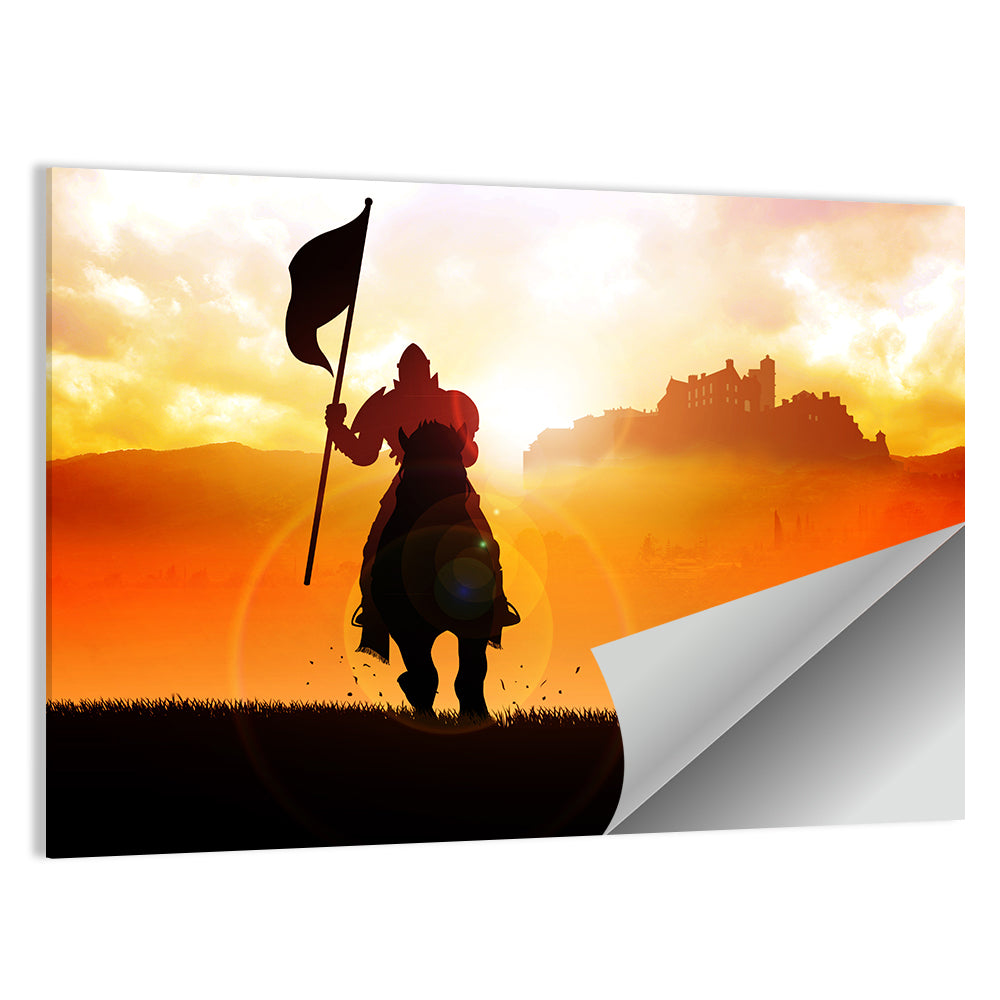 Knight Silhouette at Sunset Wall Art