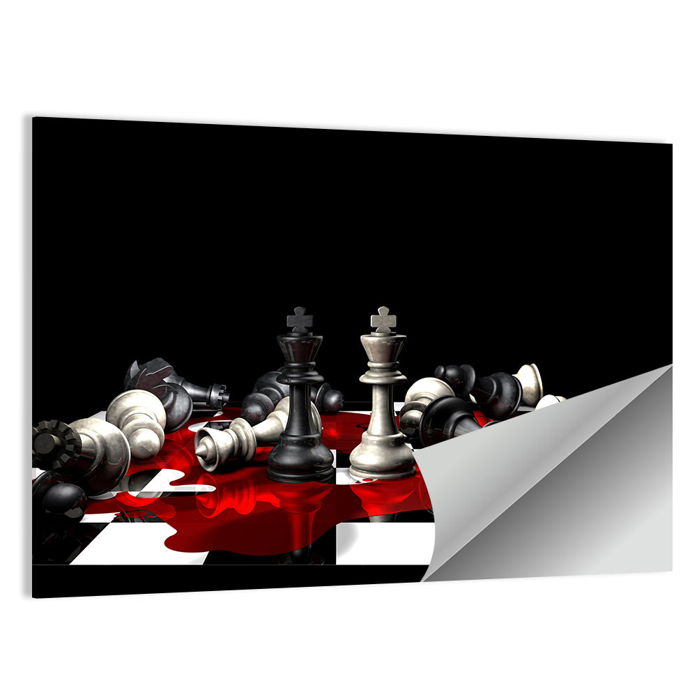 Two Kings on Black Chessboard Wall Art