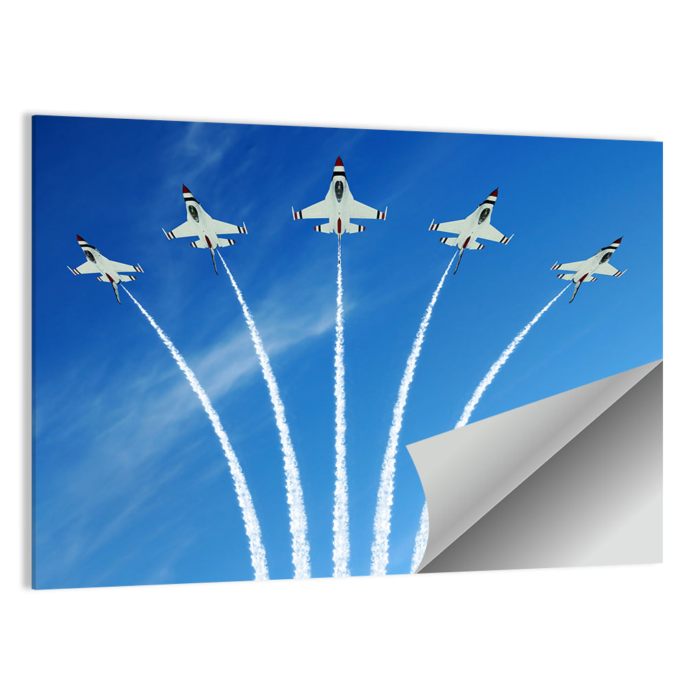 Five Fighter Jets Aerobatic Formation Wall Art