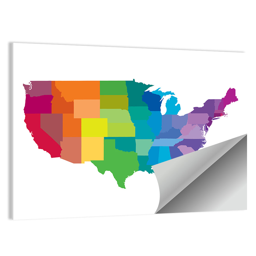 Rainbow United States Map Wall Art