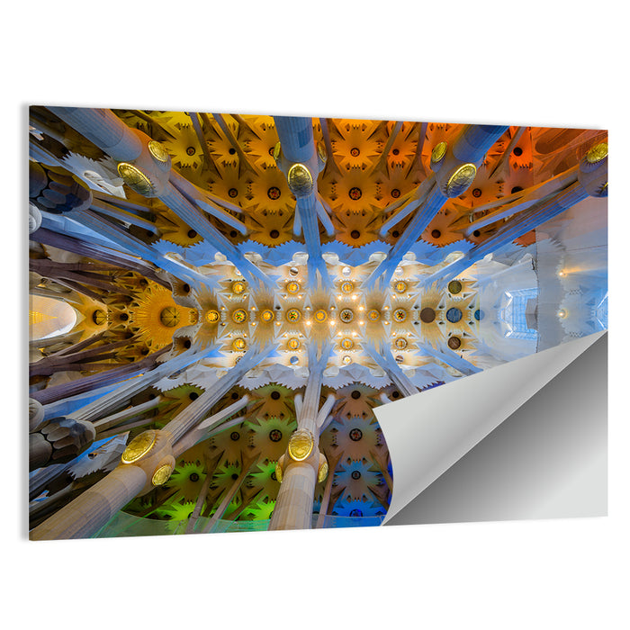 Sagrada Familia Interior Ceiling Wall Art as a poster print