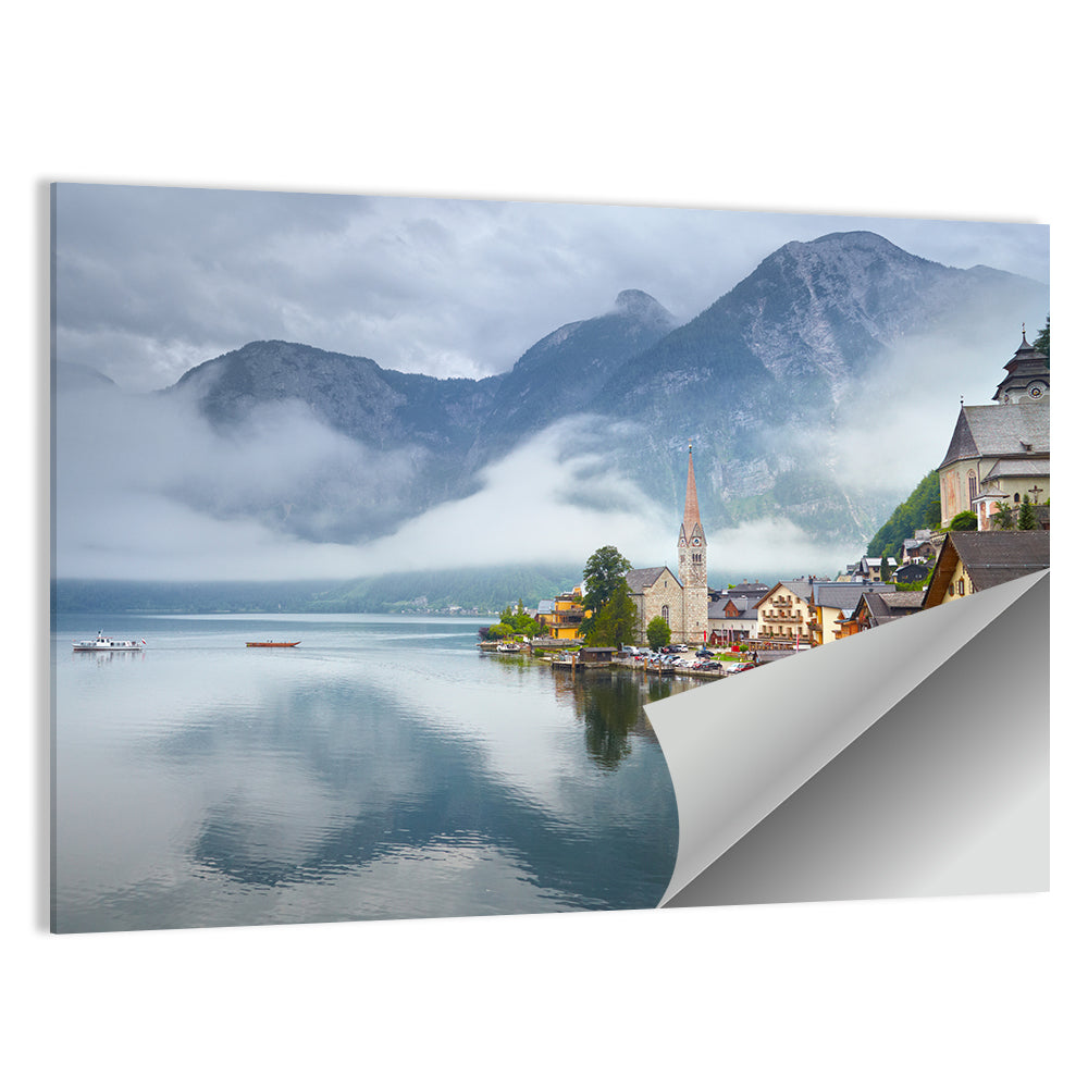 Hallstatt Lakeside Village Reflection Wall Art