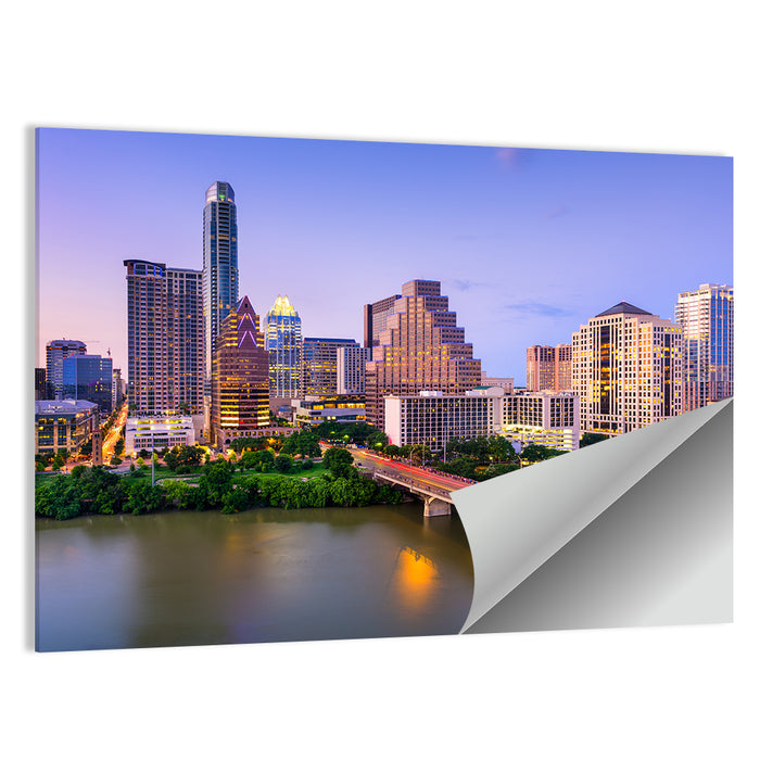 Austin Skyline Over Lady Bird Lake Wall Art as a poster print