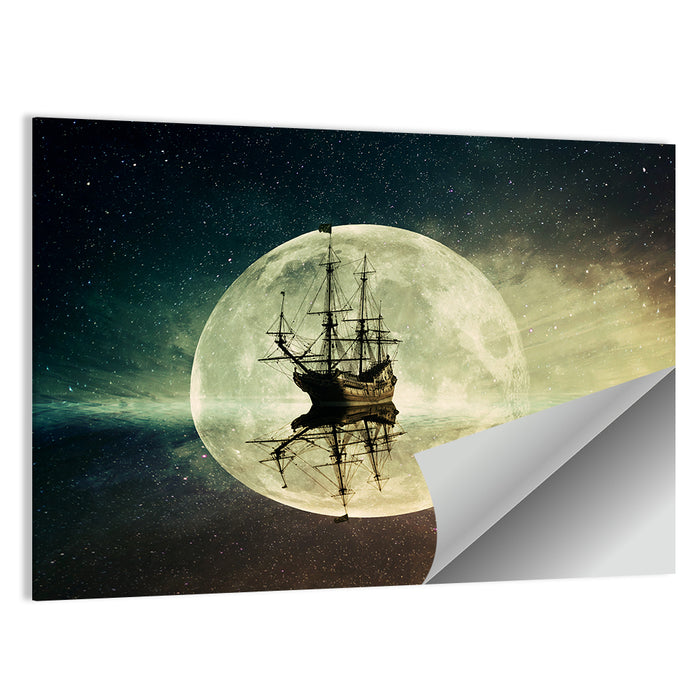 Moonlit Floating Ship Wall Art as a poster print