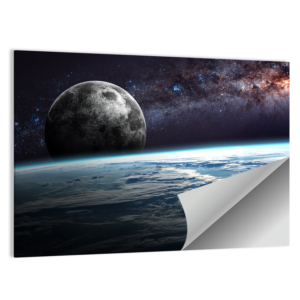 Rising Moon Above Earth Horizon Wall Art
