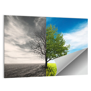 Lonely Tree In Field Wall Art