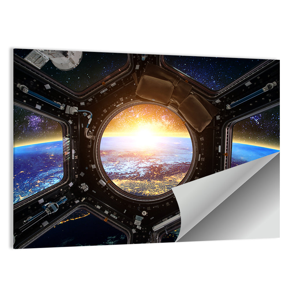 Earthrise Through Spacecraft Window Wall Art