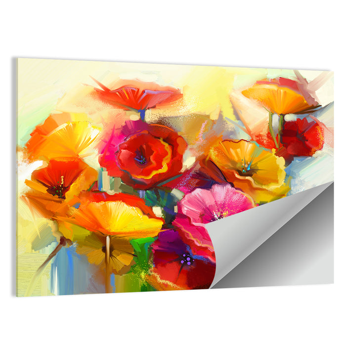 Impasto Poppy Bouquet Wall Art as a poster print