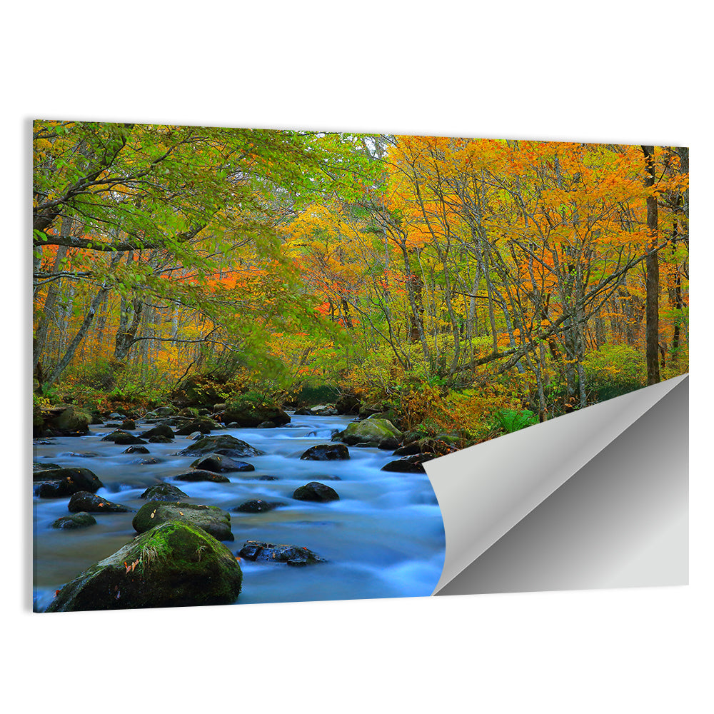 Oirase Gorge Autumn Stream Wall Art